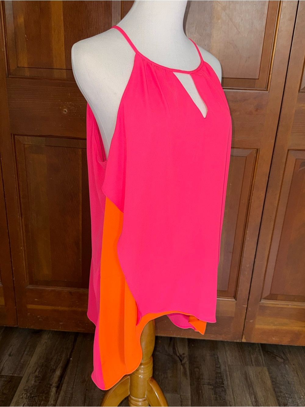 XL Barbiecore Girl’s Night Out Neon Bright Flowy Halter Layered Resort - Picture 7 of 9